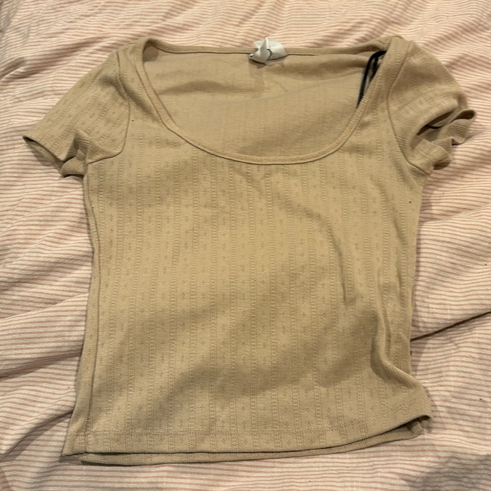 beige divided h & m top